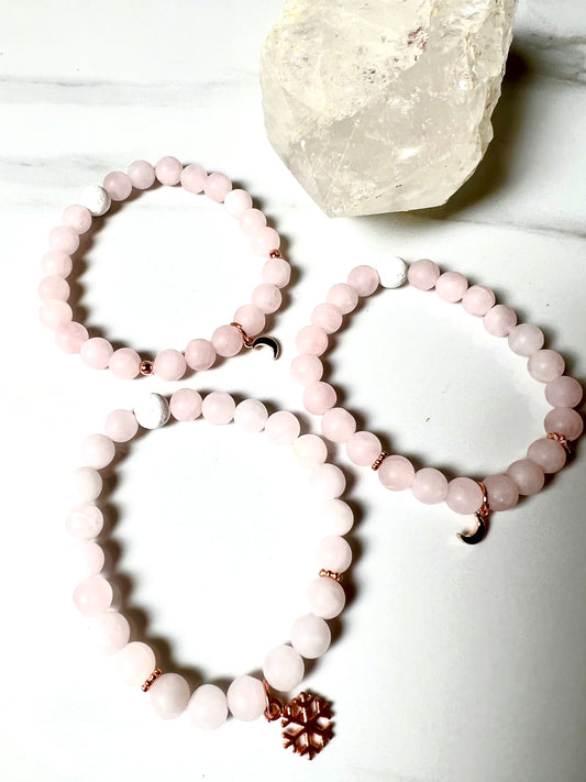 Bracelet Frosted Rose Quartz, Stone of Unconditional Love