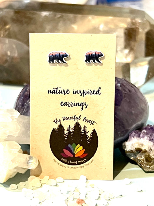 Earrings Nature Inspired Earrings Forest Bears Purple
