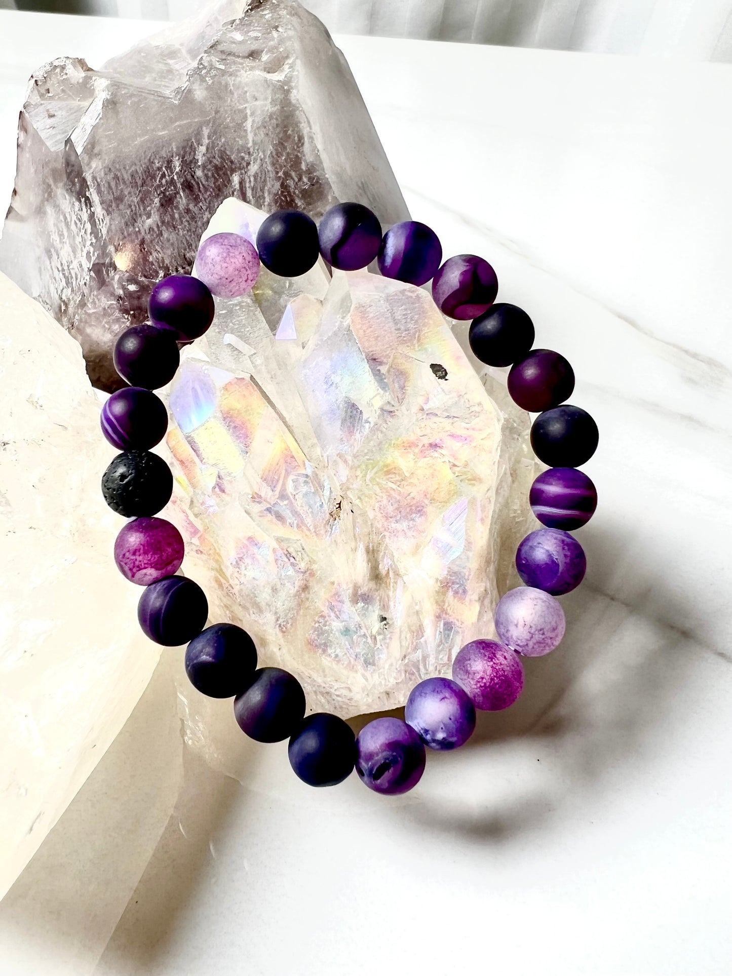 Bracelet Frosted Purple Banded Agate