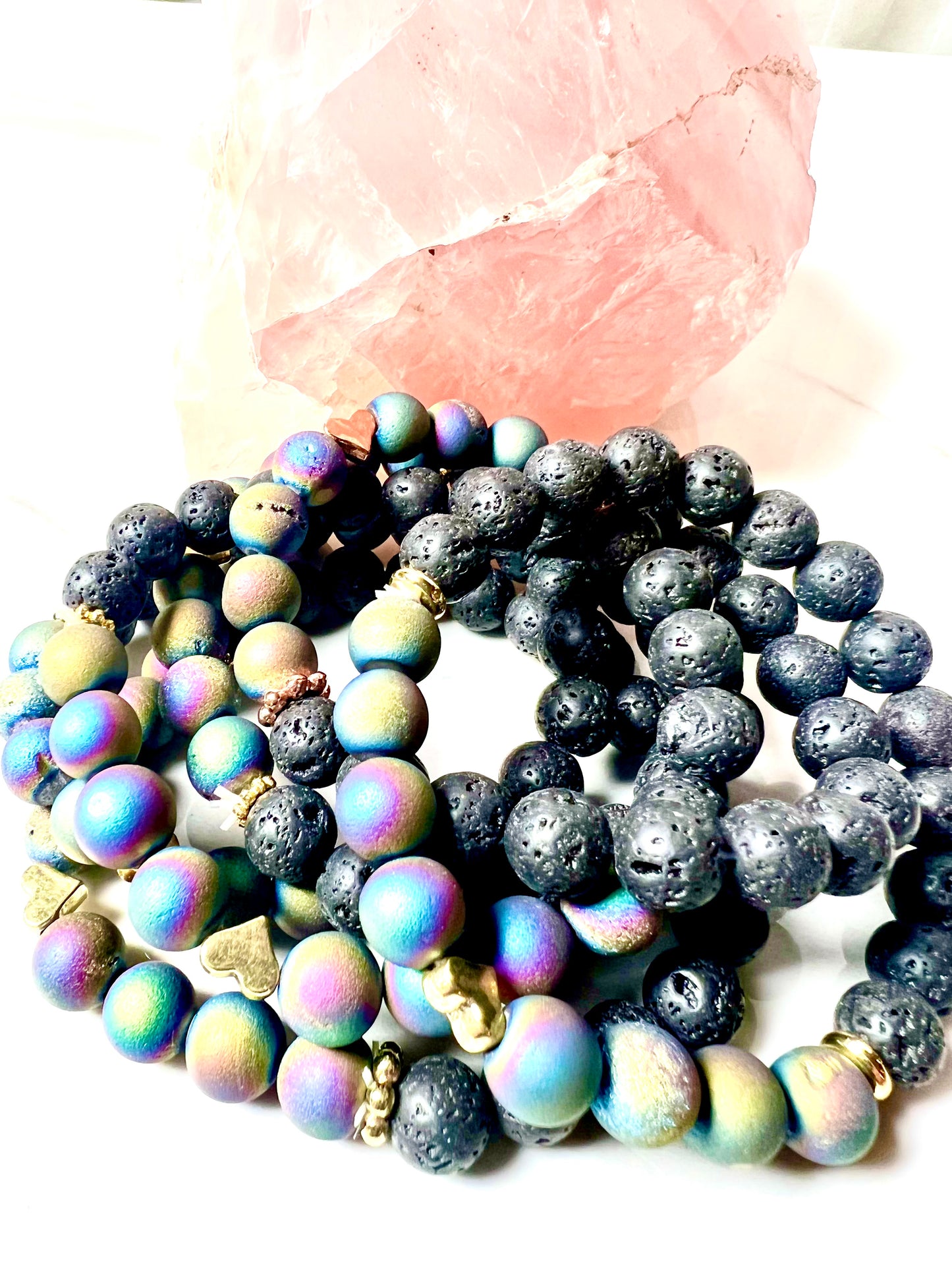 Bracelet, Purple Multi Colored Druzy, Stone of Piositive Energy