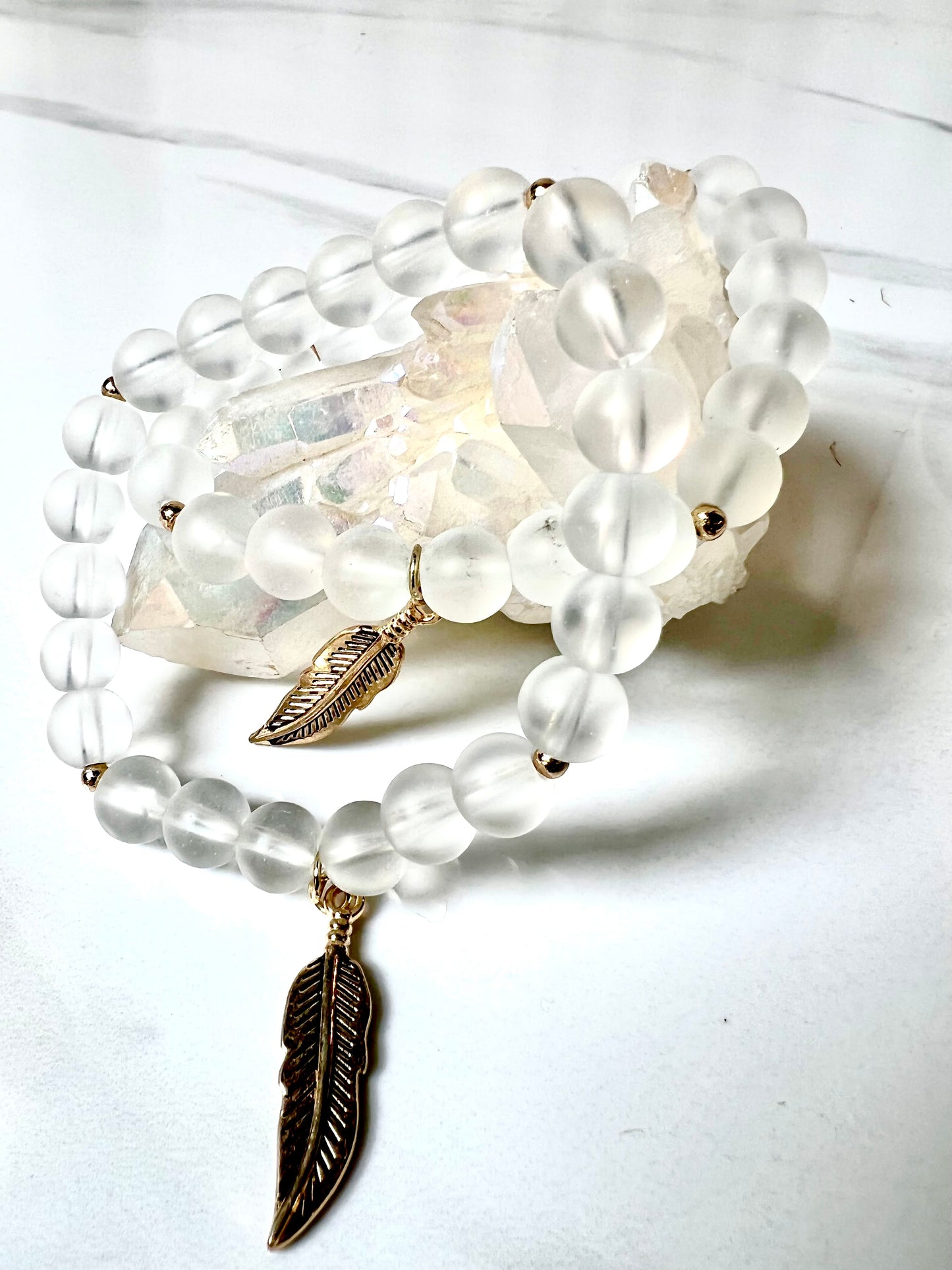 Bracelet, Clear Frosted Quartz, Stone of Purification