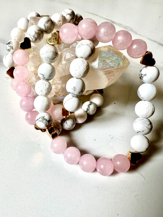 Bracelet, Rose quartz and White Howlite