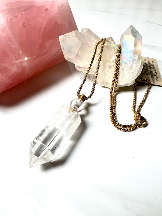 Gemstone Necklace, Clear Quartz, Stone of Purification