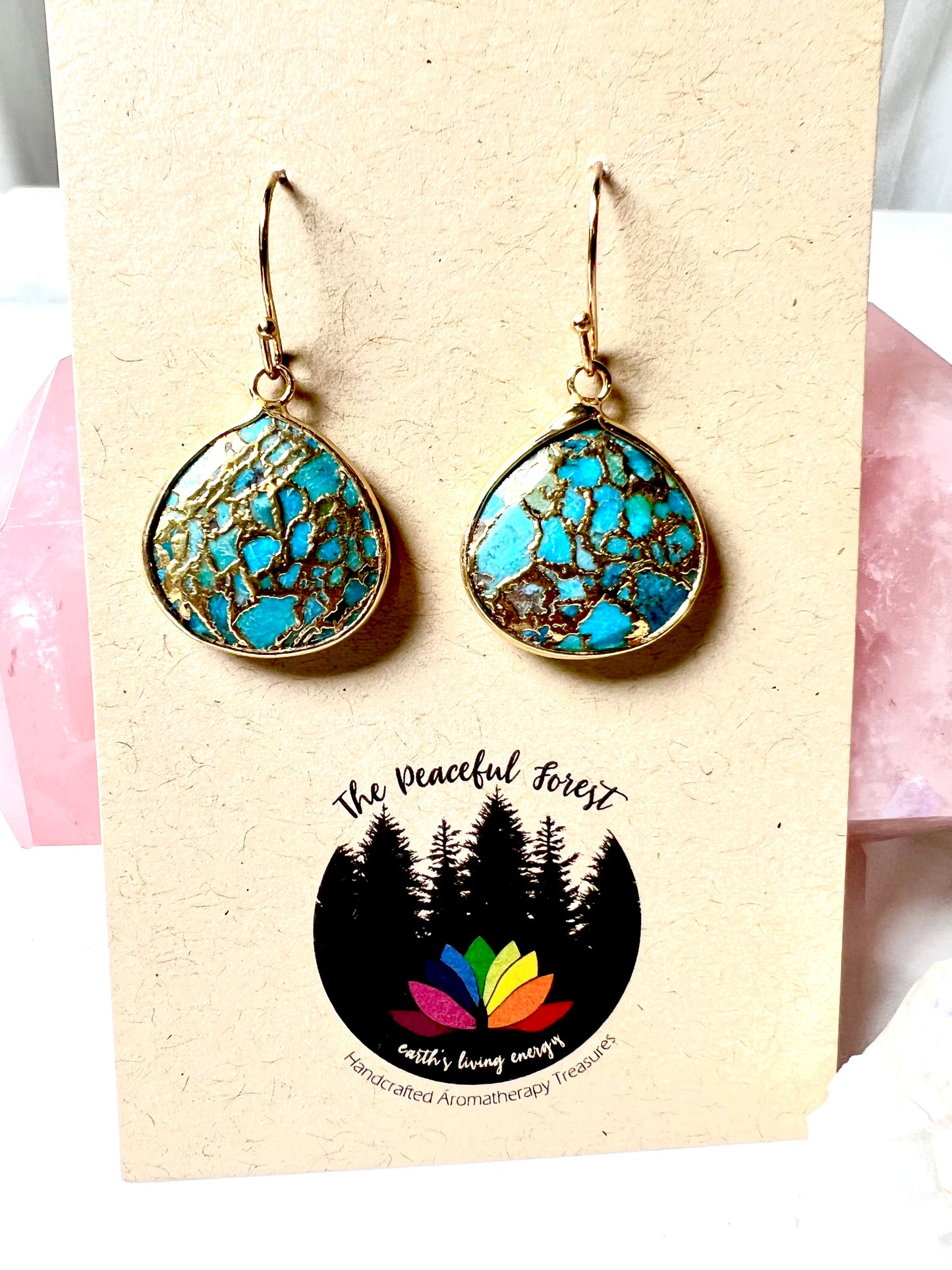 Earrings Turquoise with 18 K fill