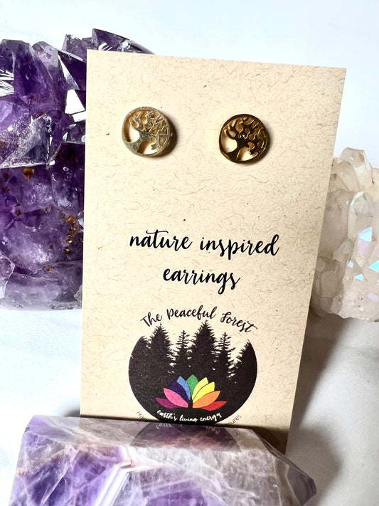 Earrings Stud Stainless Steel Tree of Life