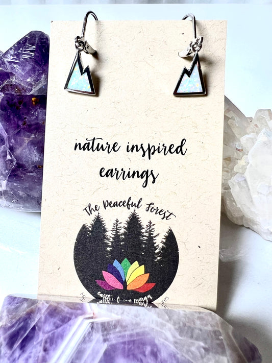 Earrings White Resin Opal Mountain Ranges