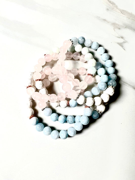 Bracelet Rose Quartz & Aquamarine