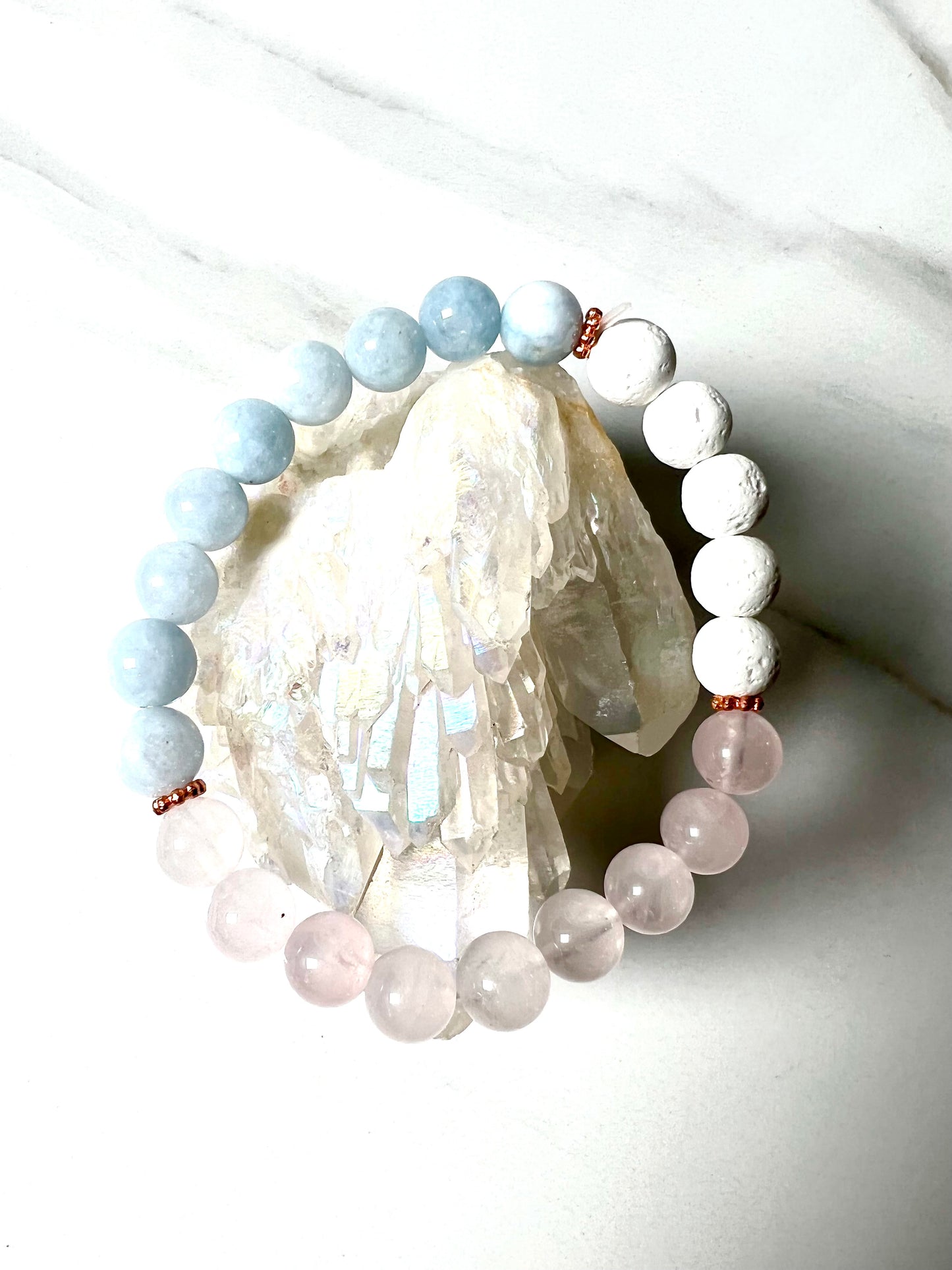 Bracelet Rose Quartz & Aquamarine