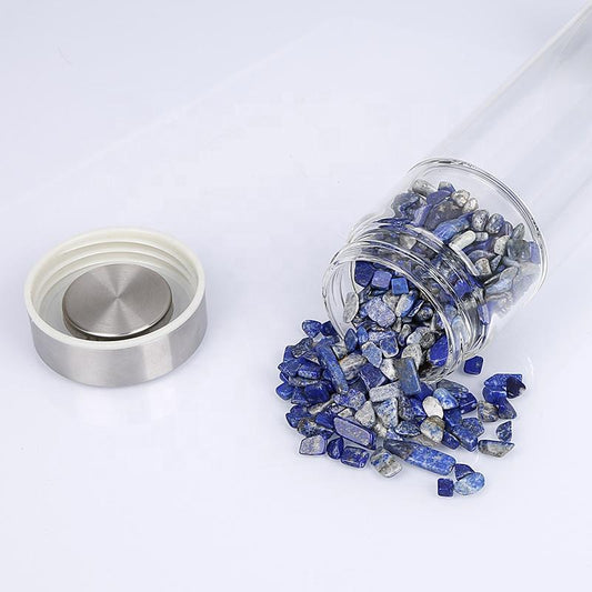 Water Bottle, Gemstone Crystal  Blue Lapis Lazuli, Stone of Wisdom